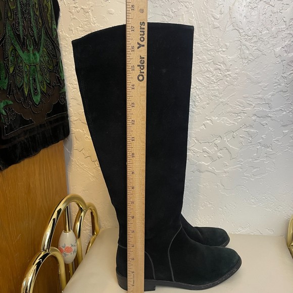 UGG {5} 'Daley Gracen' Black Suede Tall Riding Boots Block Heel - Picture 8 of 9